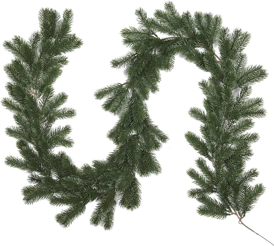 RECUTMS Artificial Christmas Pine Garland 6.4FT Frosted Pine Cypress Winter Greenery Garland Real... | Amazon (US)
