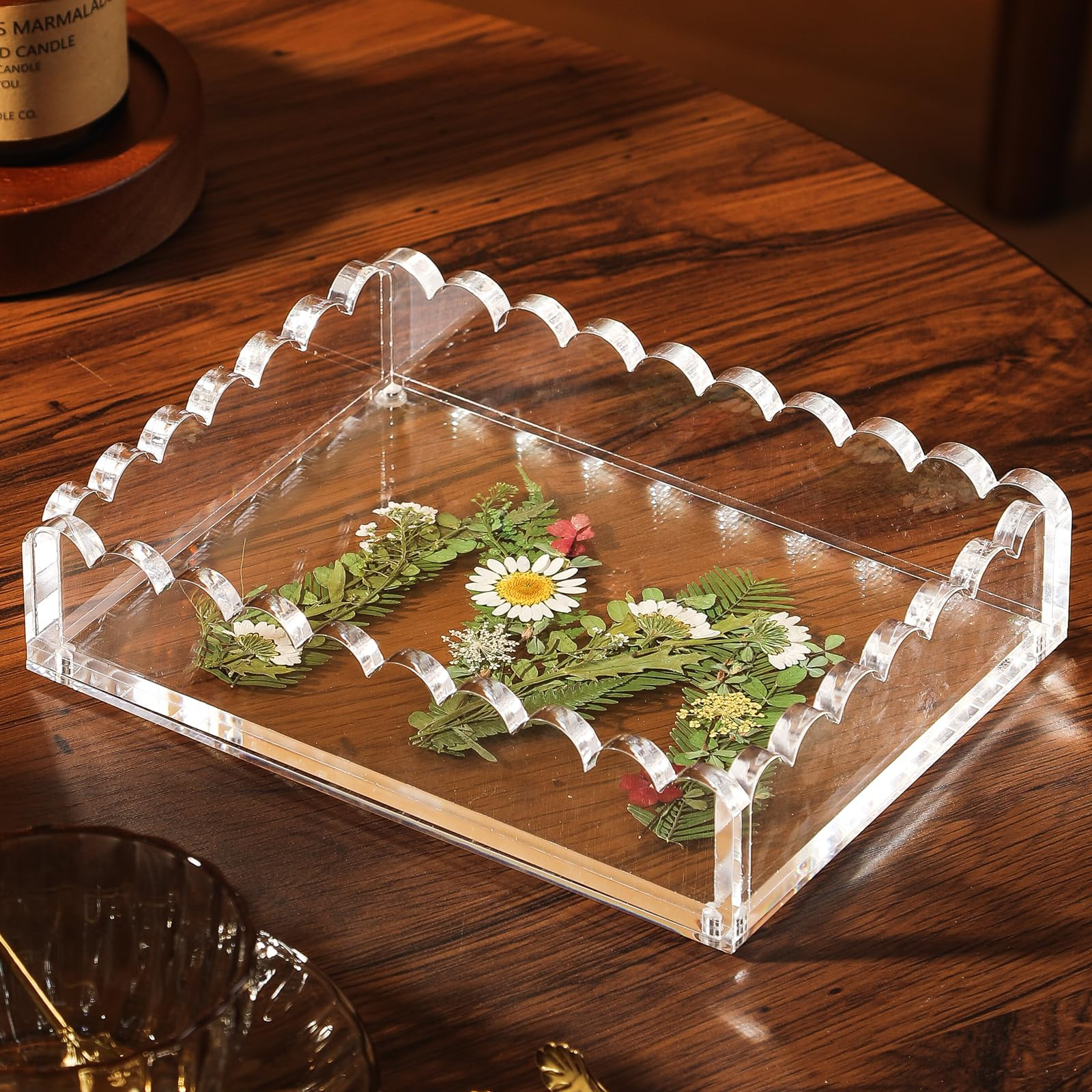 Acrylic Tray with Magnetic Pad - Customizable for Photos, Art, Decorative Tray for Dresser Nights... | Amazon (US)