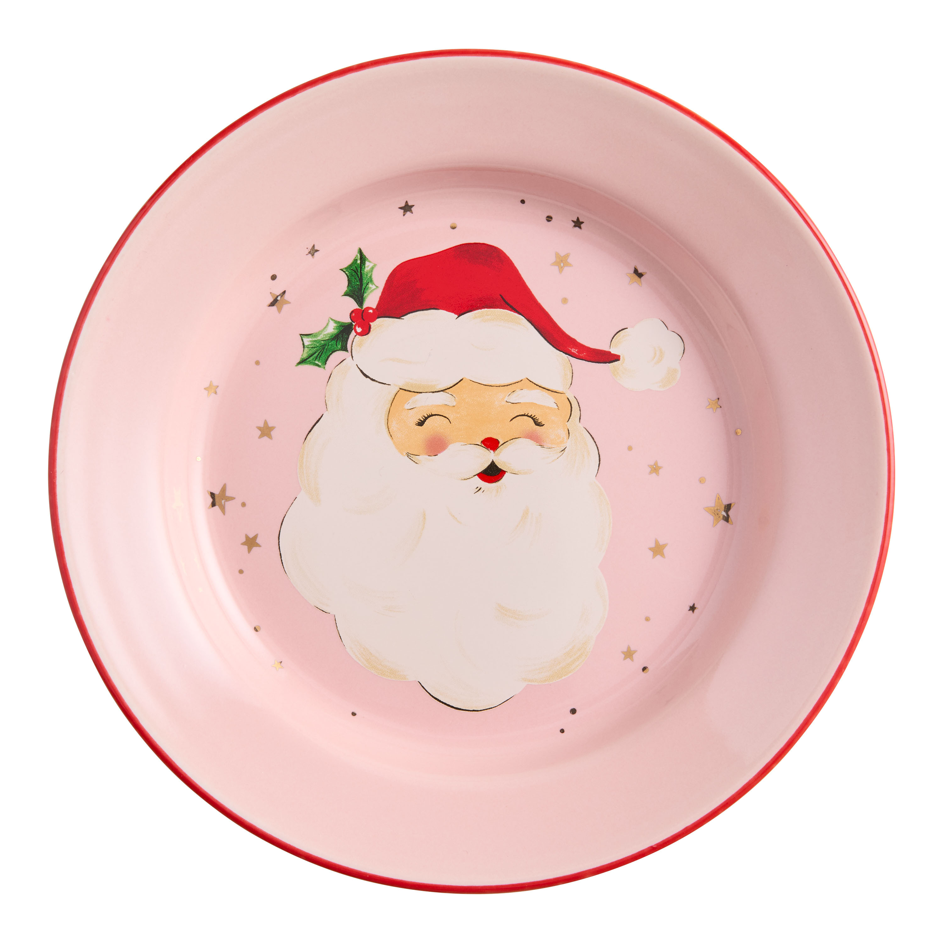 Pink Retro Santa Salad Plate | World Market