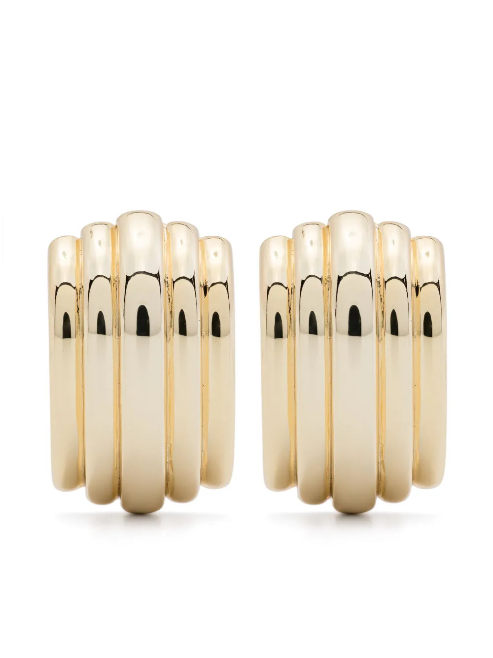 ANINE BING Polished Ribbed Earrings | Gold | FARFETCH UK | Farfetch Global