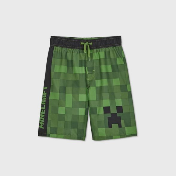 Boys' Minecraft Swim Trunks - Green | Target
