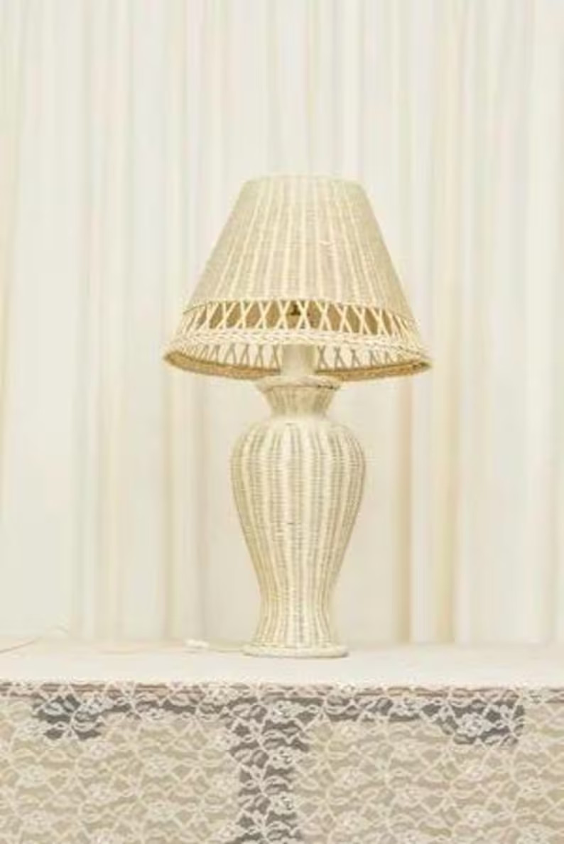 Vintage Ginger Jar Wicker Lamp - Etsy | Etsy (US)