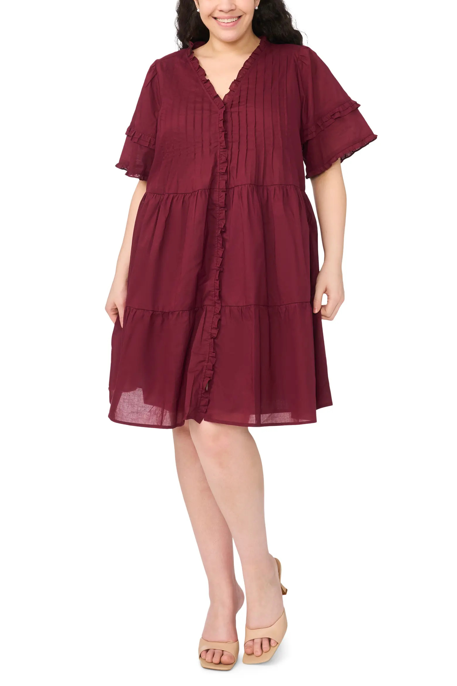 CeCe Pintuck Tiered Cotton Dress (Women) | Nordstrom | Nordstrom