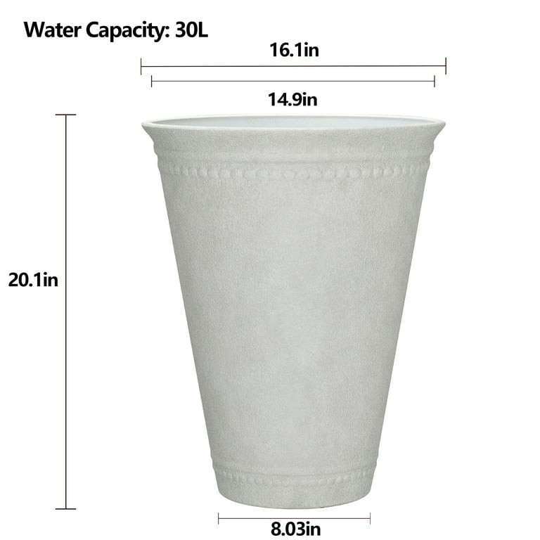 My Texas House Asti Tall White Planter - 16.1'' D x 20.1'' H, 100% Recycled Resin | Walmart (US)