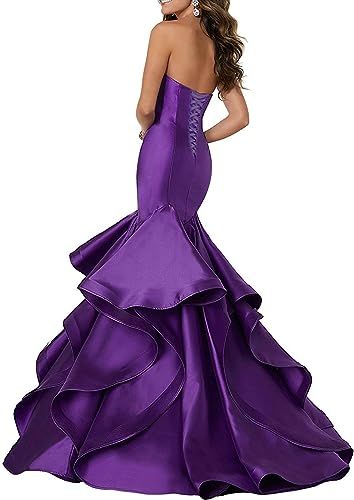 Prom Dress Long Satin Evening Gowns Mermaid Prom Dress Strapless Sweetheart Evening Dresses | Amazon (US)