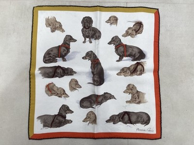 Hermès Les bassets square scarf / Gavroche 45 cm yellow red / Poret | eBay US