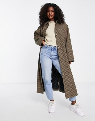 ASOS DESIGN smart check boyfriend wool mix coat | ASOS (Global)