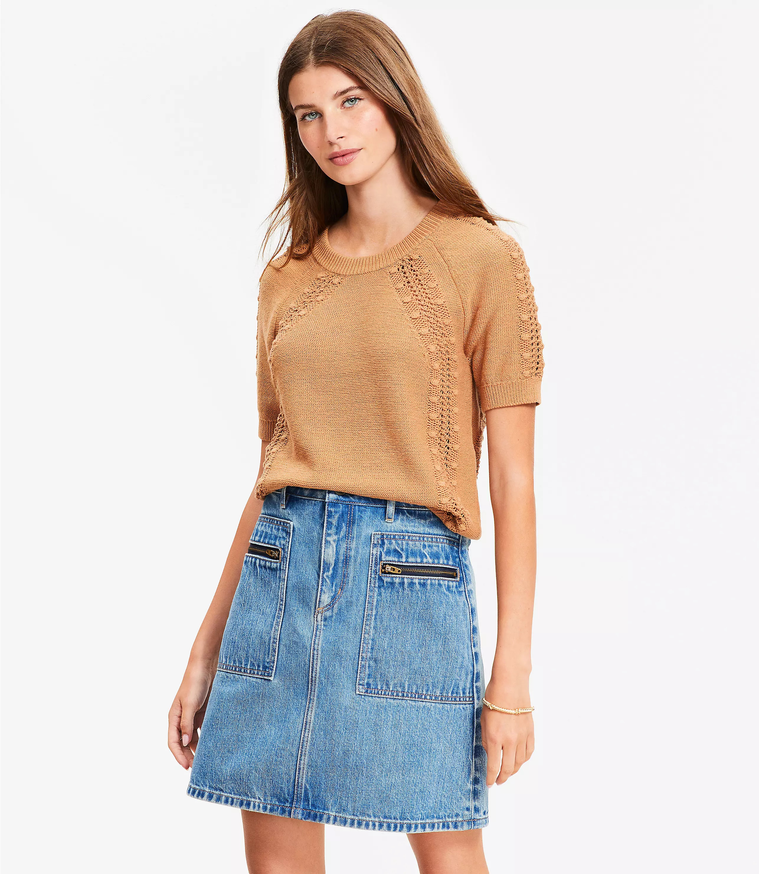 Bobble Raglan Sweater Tee | LOFT