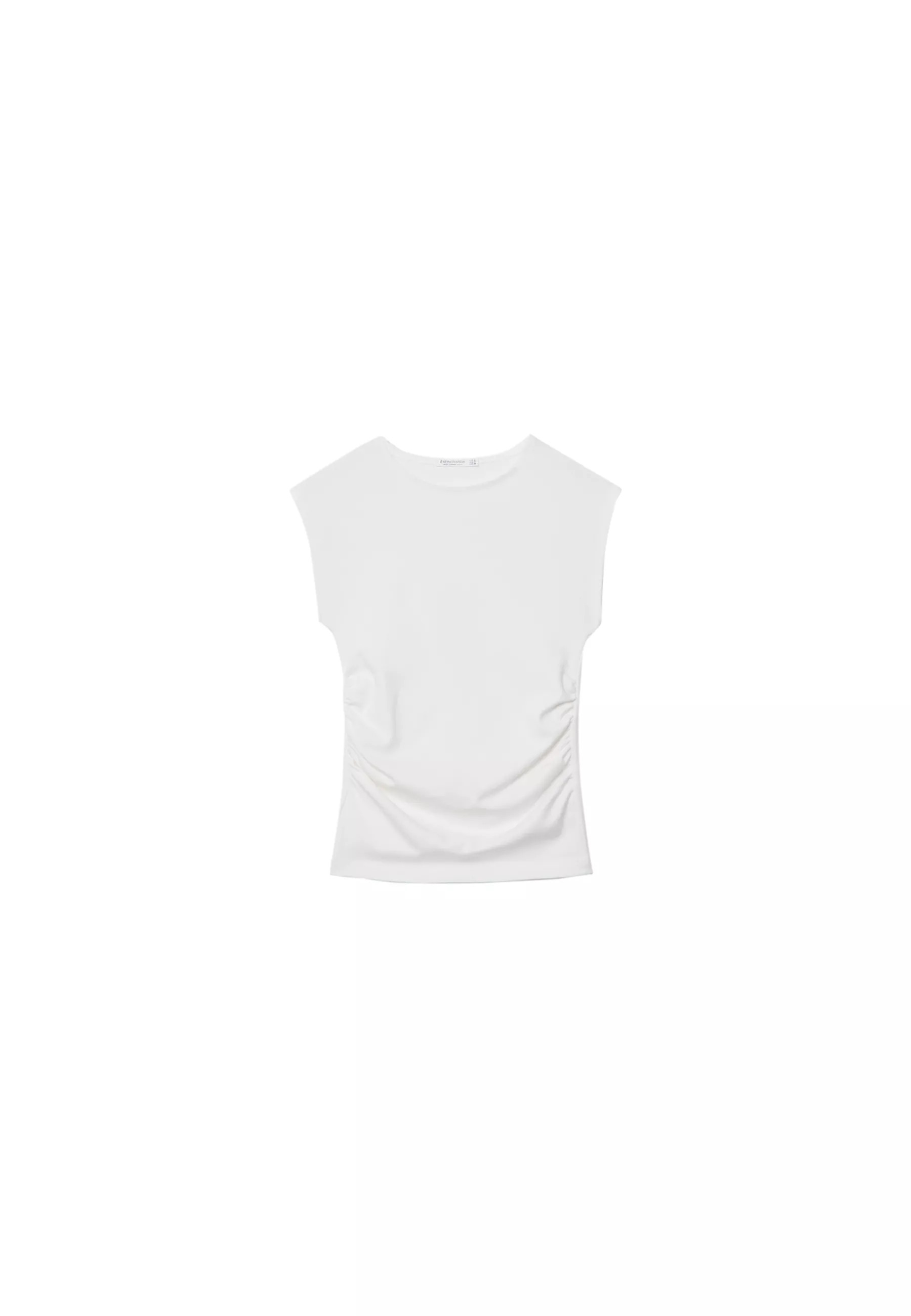 Basic Ruched Fitted T-Shirt - Women's T-shirts | Stradivarius United Kingdom | Stradivarius (UK)