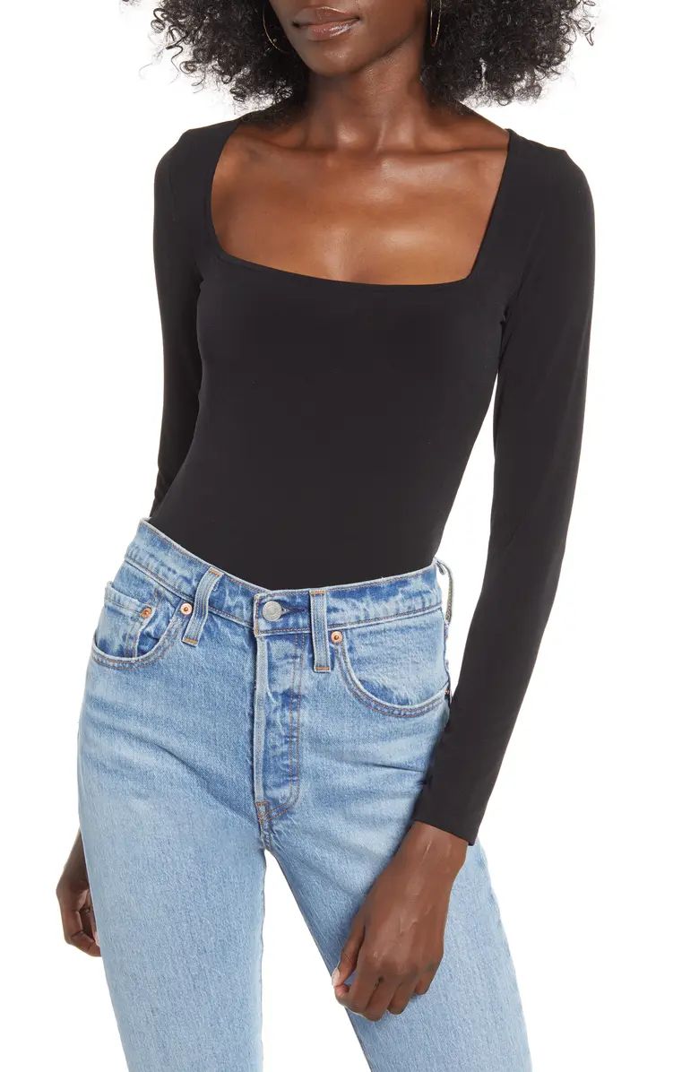 Square Neck Long Sleeve Bodysuit | Nordstrom