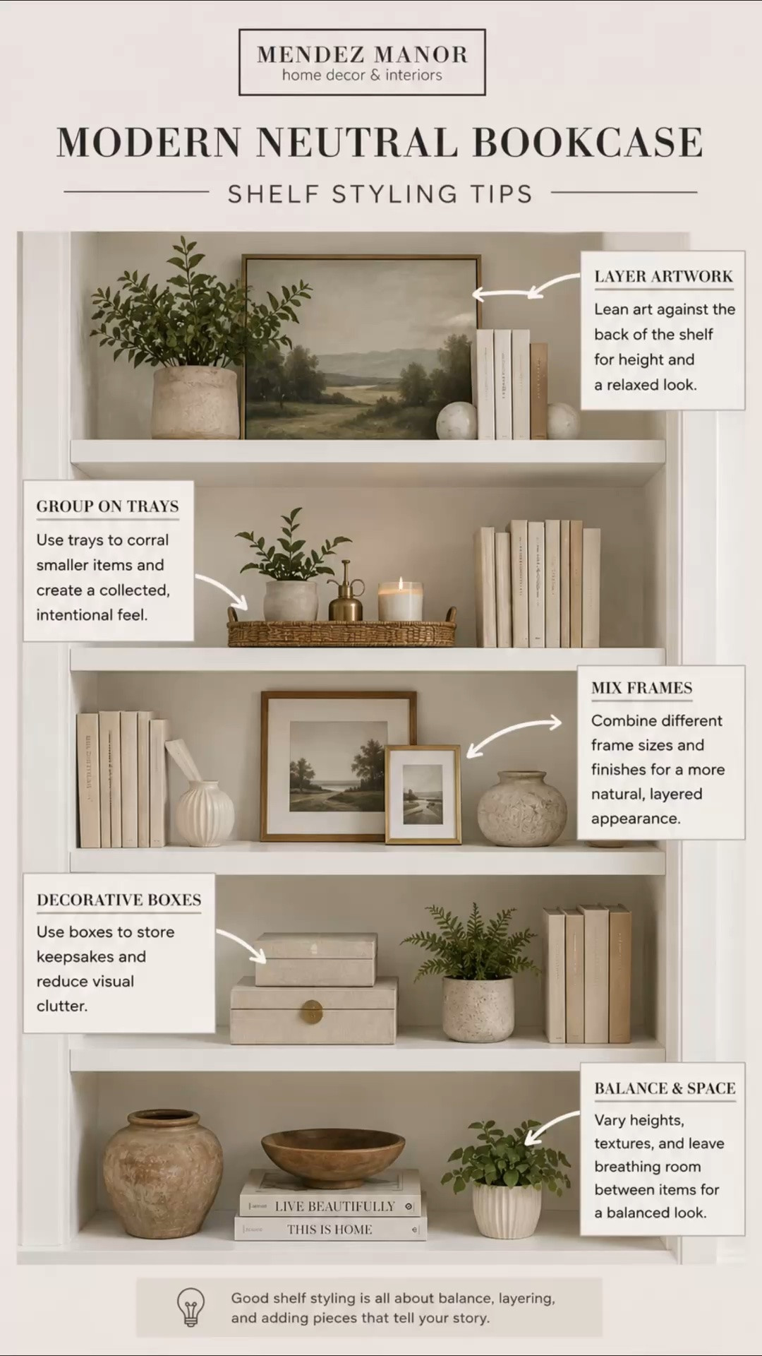 Bookshelf styling tips + our favorite home decor accessories for open shelves. 

We are including decorative boxes for storing small trinkets, large books for creating different heights and small art prints for layering in the background.

#LTKHome #LTKSeasonal #LTKmomlife