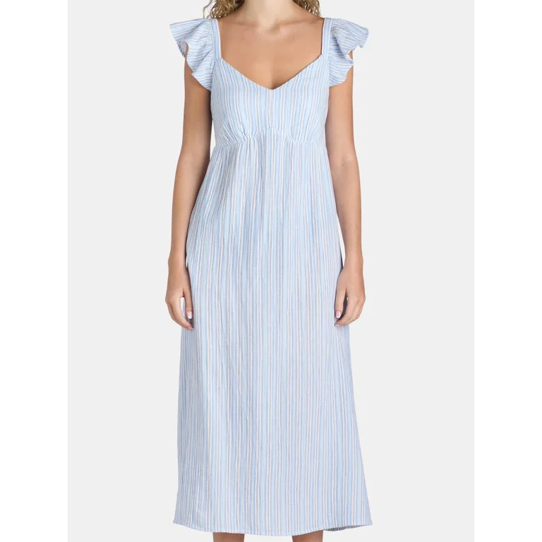 Time and Tru Women's and Women's Plus Cotton Empire Midi Dress, Sizes XS-3X | Walmart (US)