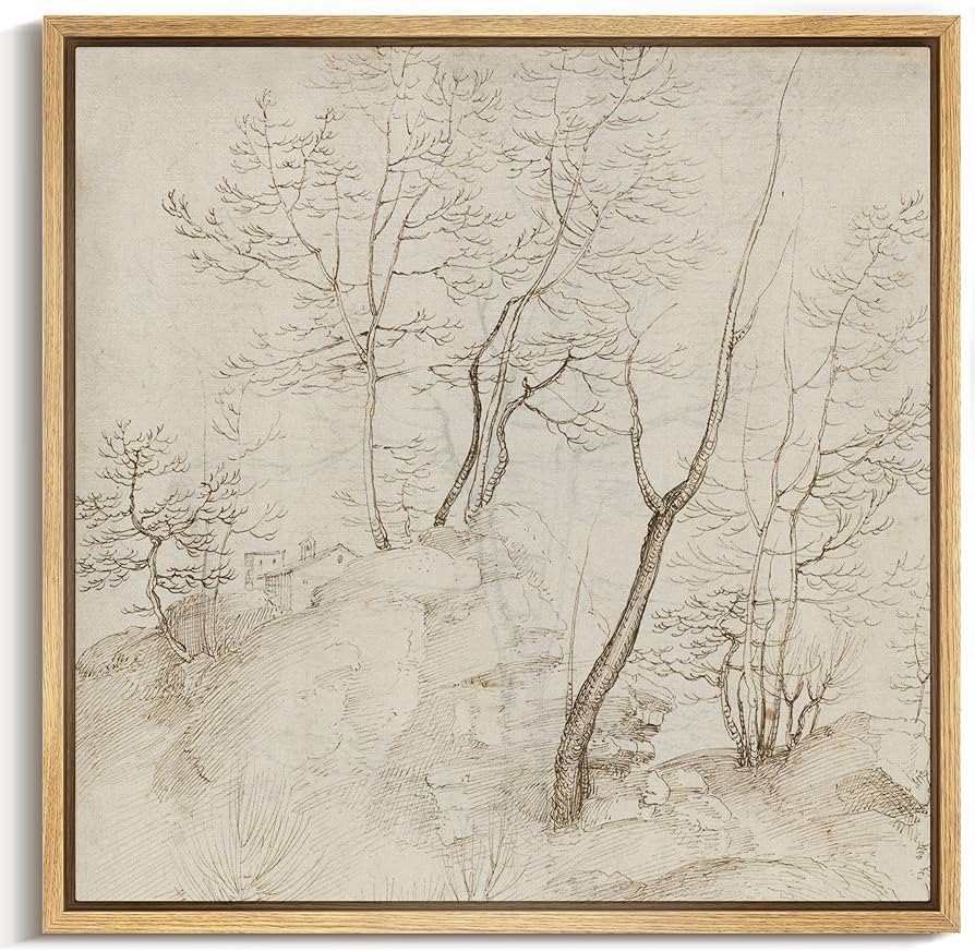 MUDECOR Framed Canvas Print Wall Art Vintage Old Master Sketch of a Tree-Lined Pathway Illustrati... | Amazon (US)