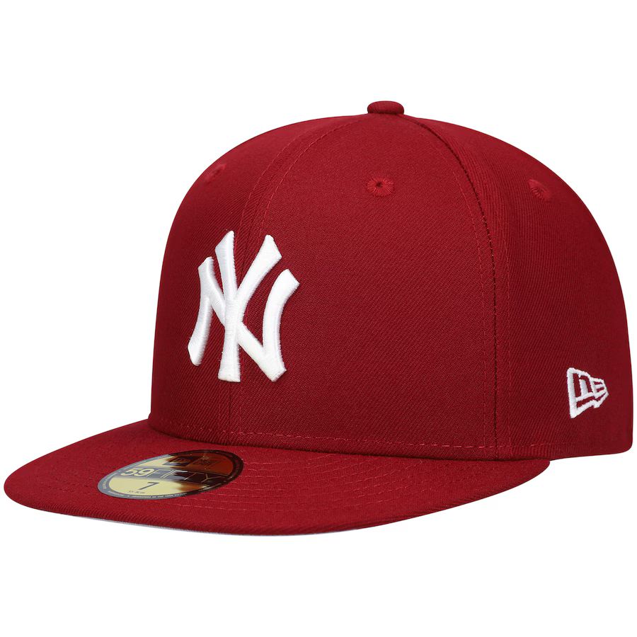 New York Yankees New Era White Logo 59FIFTY Fitted Hat - Maroon | Lids