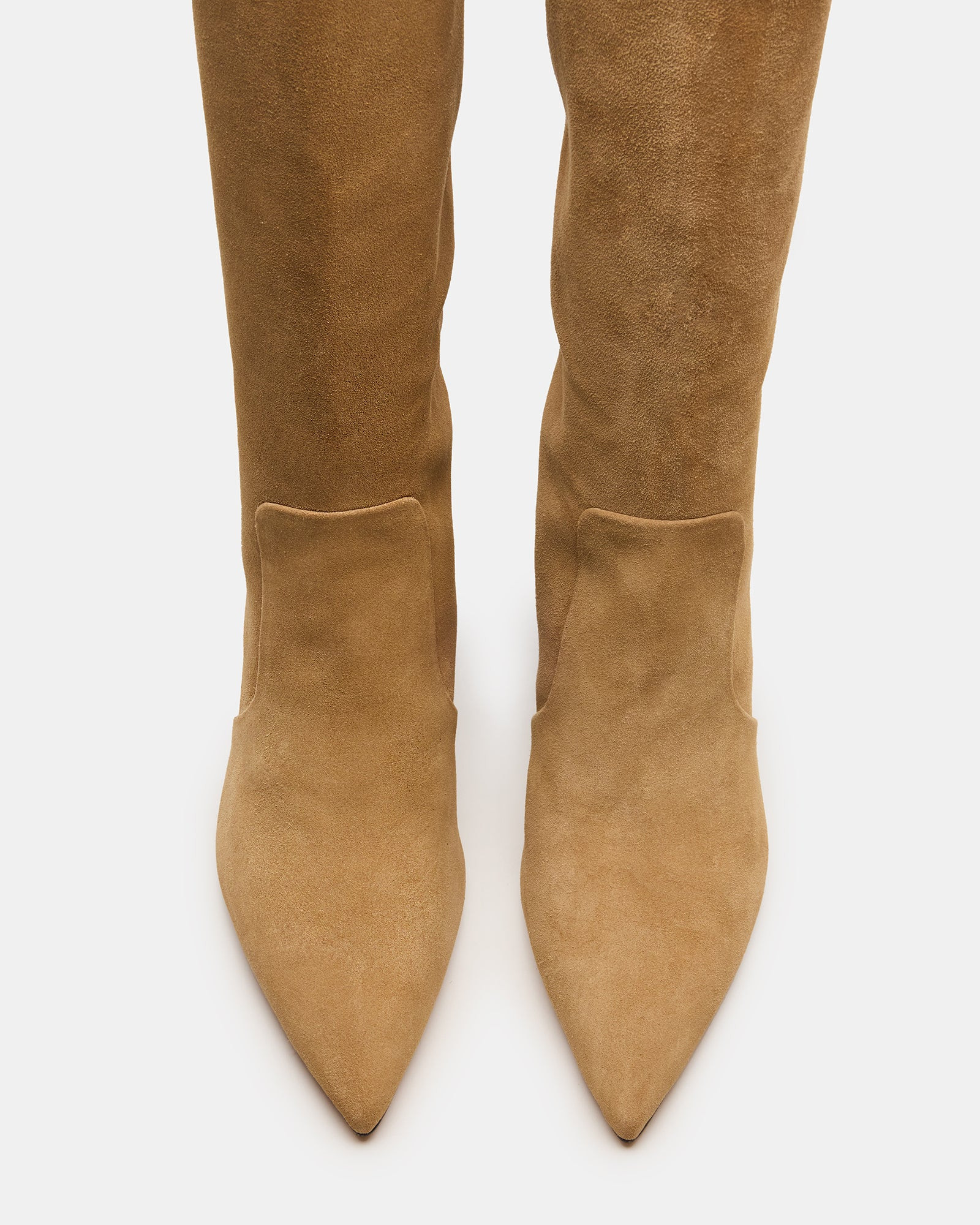 SKYLINE Taupe Suede Knee-High Pointed Toe Women's Boot | Steve Madden (US)
