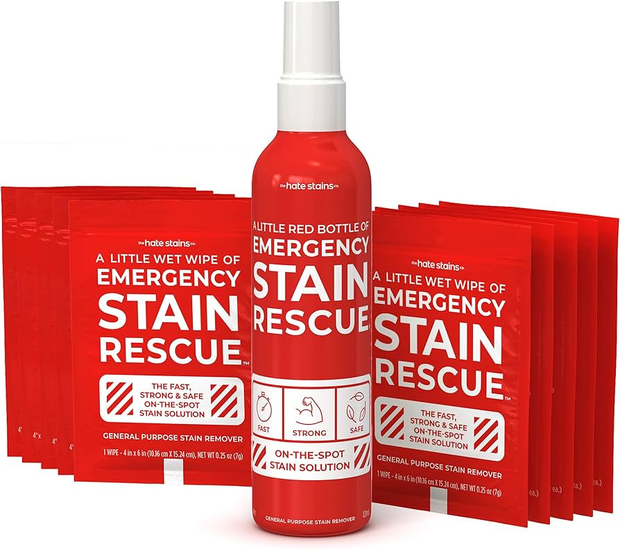 EMERGENCY STAIN Remover Spray – 4oz Spray & 10 Wipes - Couch Stain Remover for Clothes, Fabric,... | Amazon (US)
