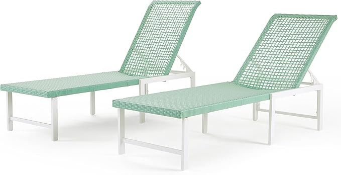 Outdoor Chaise Lounge Chair Set of 2, Rattan Aluminum All Weather Pool Chairs, for Patio, Beach, ... | Amazon (US)