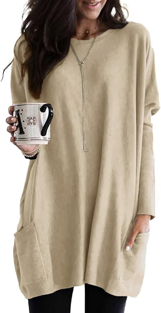 Dokotoo Womens 2024 Fall Outfits Casual Long Sleeve Shirts Lightweight Sweatshirts Fashion Tunic ... | Amazon (US)