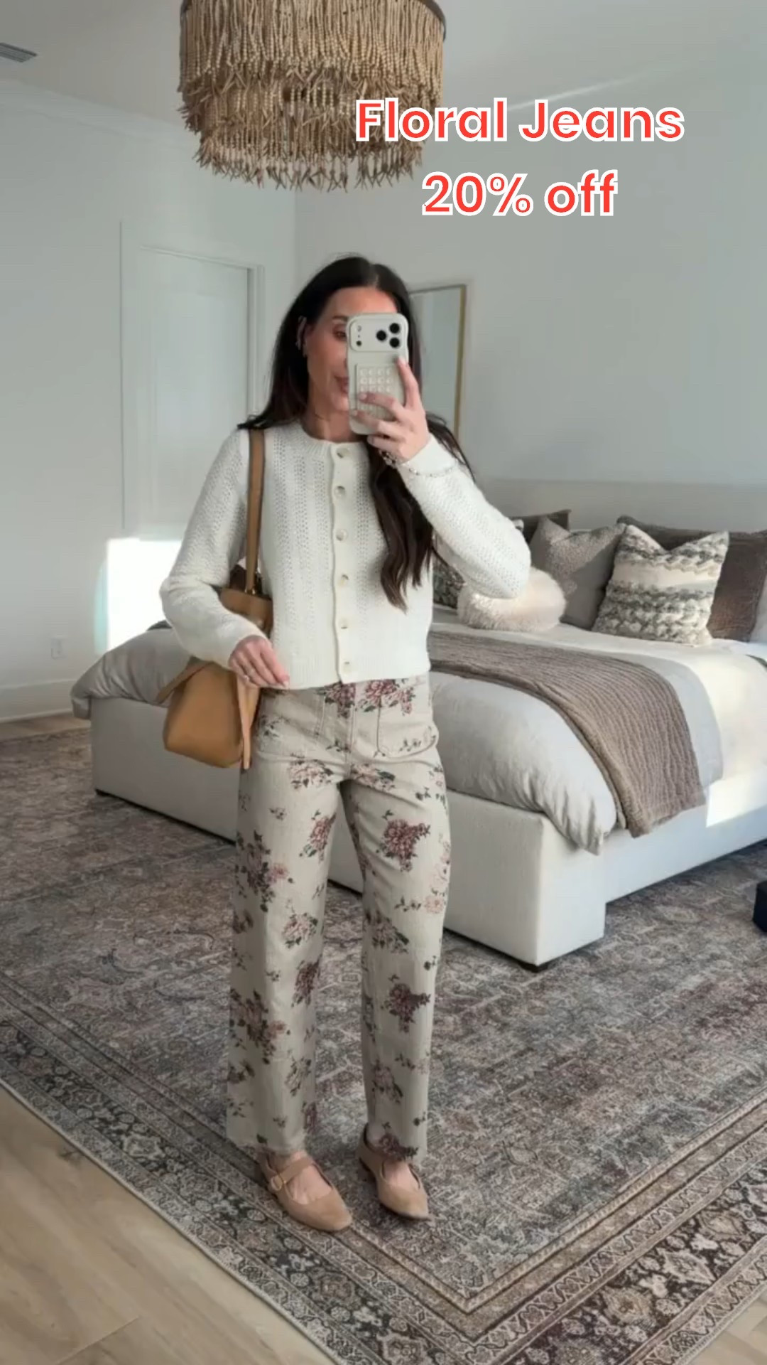 Floral jeans on sale 20% off.

Floral jeans, cardigan, tory burch romy bucket bag, mary jane flats, spring outfit, annabrstyle, date night, teacher outfit, casual workwearr

#LTKSaleAlert #LTKOver40