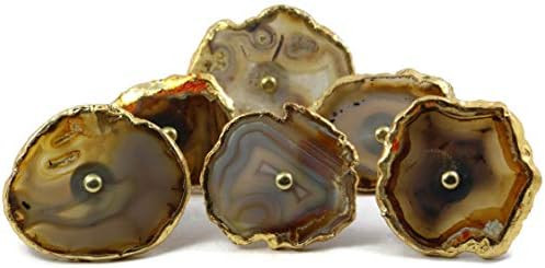 OwlKraft Set of 6 Caramel Brown Shade Agate Stone knobs pulls for Cabinet Doors and Drawers - Cab... | Amazon (US)