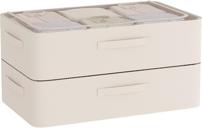 CYhom Under Bed Storage Bins Frame Storage Box Oxford Fabric Sturdy Underbed Container Foldable S... | Amazon (US)