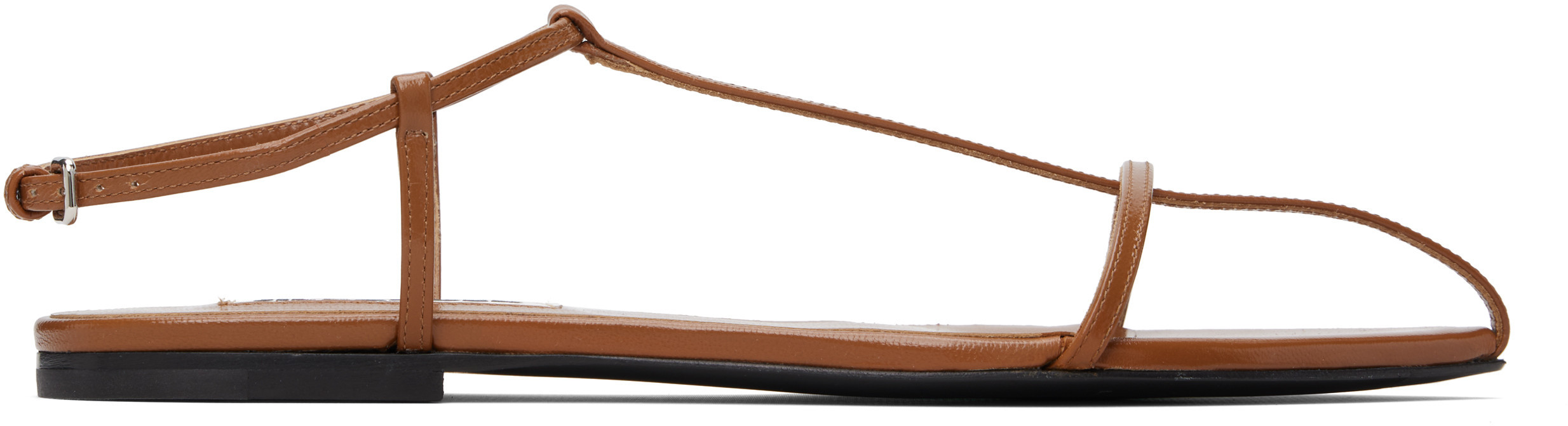 Jil Sander Brown Cage Flat Sandals | SSENSE
