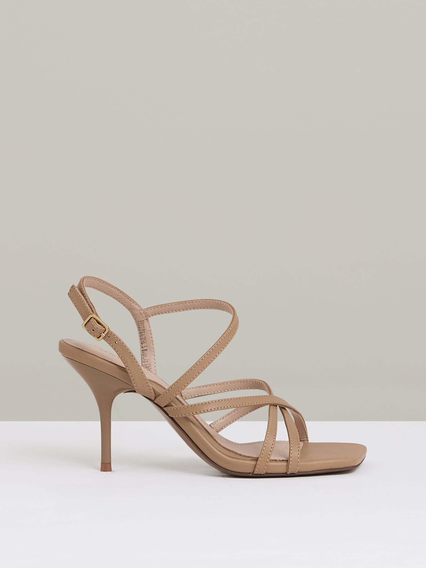 Leather Strappy Stiletto Sandals in Neutral | Reiss UK