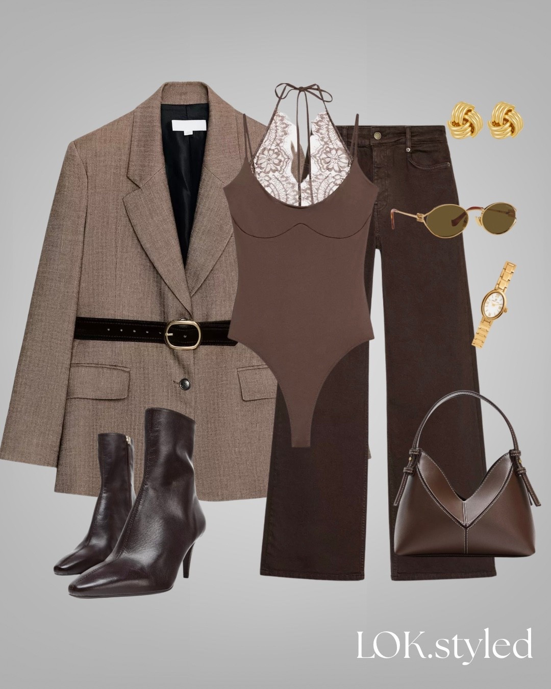 Brown blazer, lace top, date night, brown jeans, spring outfit, brunch outfit, Zara

#LTKMidsize #LTKootd #LTKTall