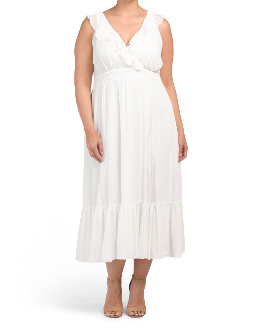 Plus Chiffon Ruffle Maxi Dress | TJ Maxx