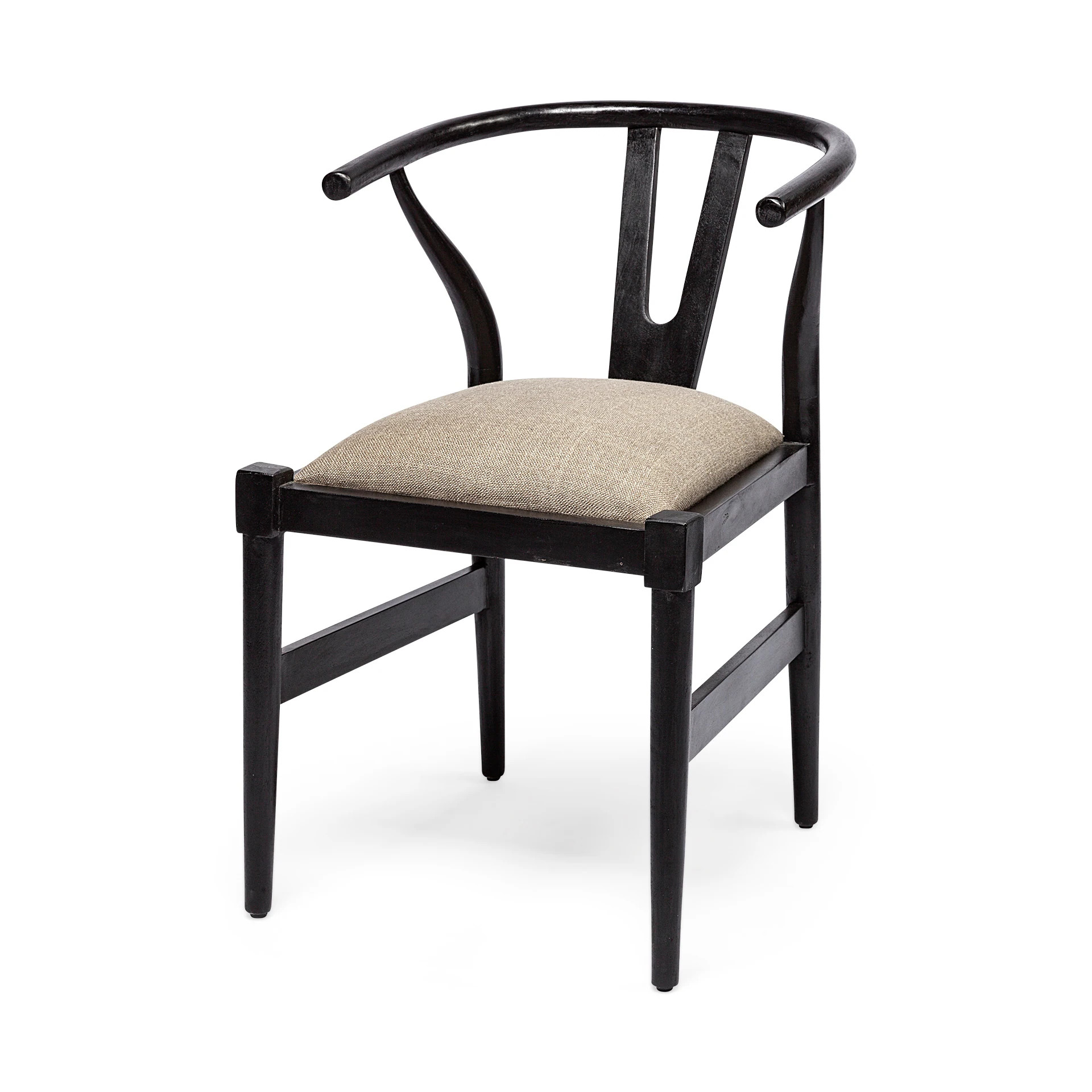 Trixie Beige Fabric Seat With Black Solid Wood Frame Dining Chair - 20"W x 22.5"D x 31"H - Overst... | Overstock