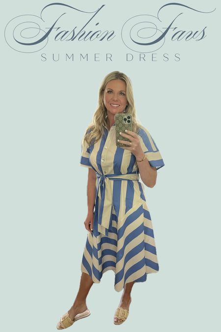 Blue striped dress for summer. I love this dress especially paired with these rattan sandals on sale! It runs true to size. I also sourced a few budget friendly striped dresses I love. 

#LTKFindsUnder100 #LTKStyleTip #LTKSaleAlert