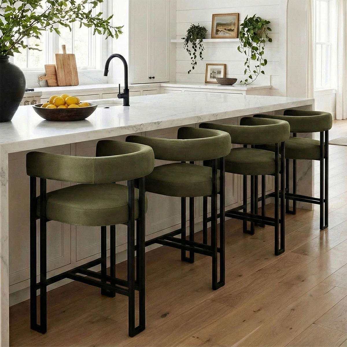 24" Upholstered Velvet Counter Stool (Set of 4) | Wayfair North America