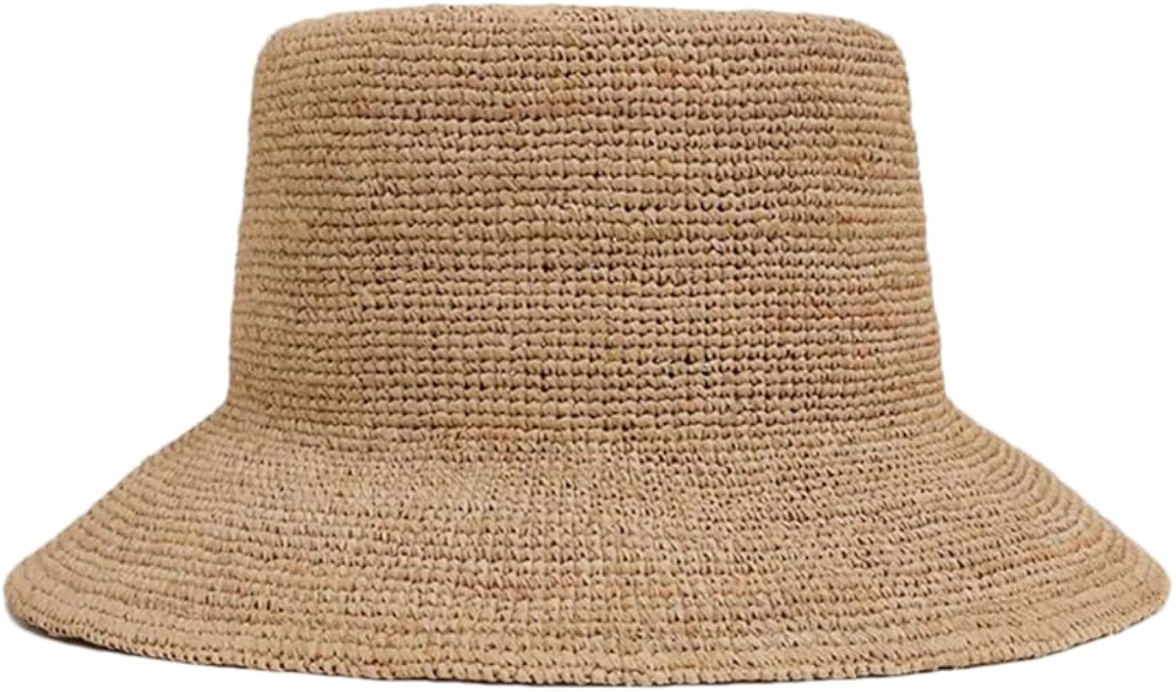 Men's and Women's Hand-Woven Straw Hats, Casual Foldable Wide-Brimmed Bucket Hats Suitable for Be... | Amazon (US)