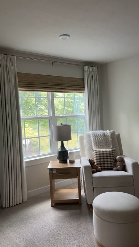 Layered window treatments from TWOPAGES for Demi’s nursery 

I got blackout liners for both the Roman shade & curtains and it keeps it really dark!!!

The linen curtains are the color ivory white

