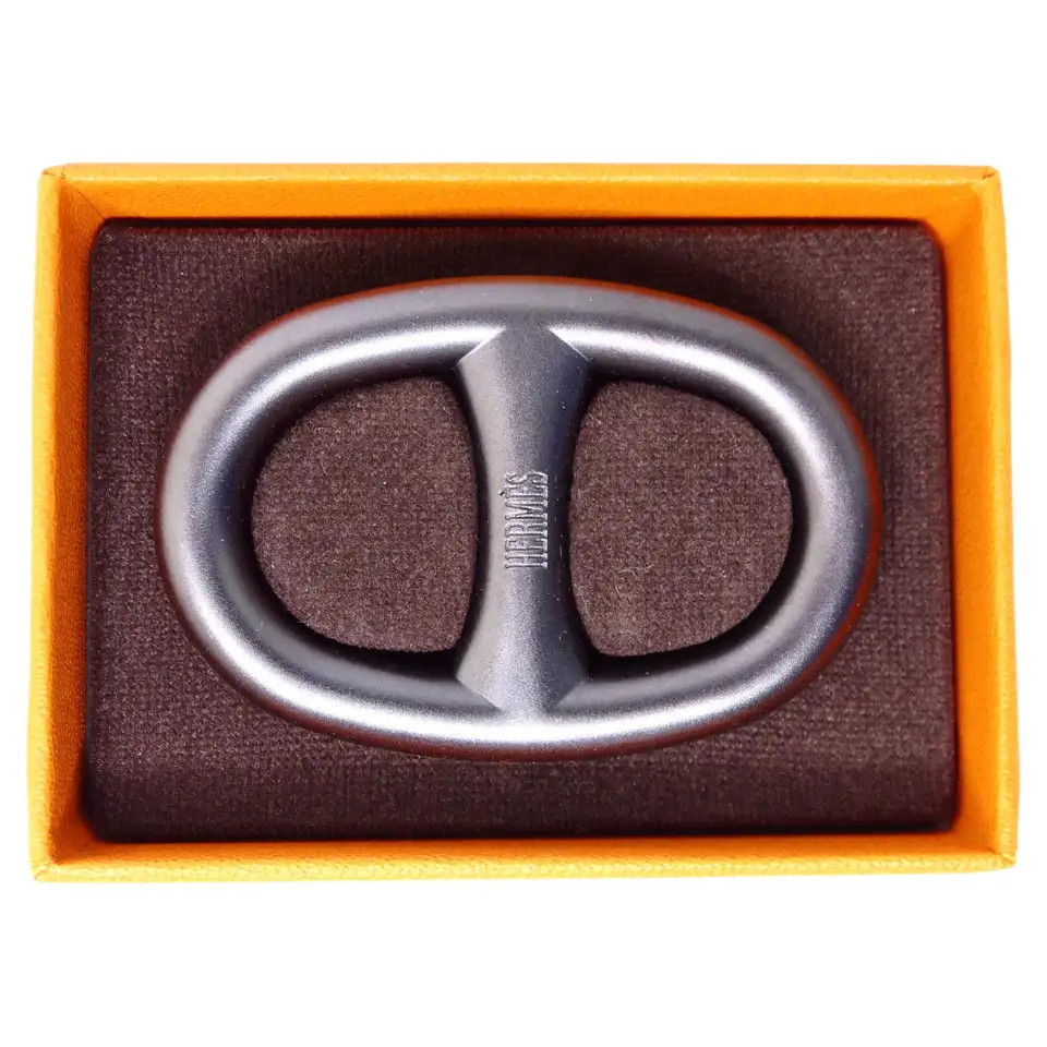 Hermes Grey Chaine d'Ancre Scarf Ring | 1stDibs