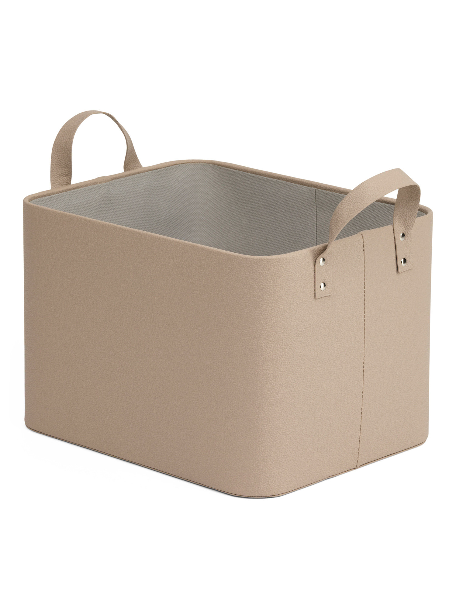 Faux Leather Small Storage Bin With Handles | TJ Maxx