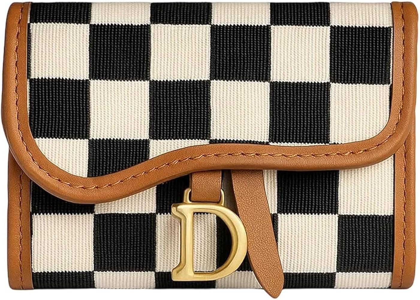 Vintage Checkered Wallet for Women,4.3x3.5x0.98inch,Compact Canvas Card Organizer with Spacious S... | Amazon (US)