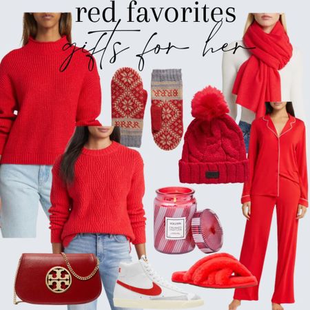 Gifts for Her!! Love all these red favorites and many of these items are on sale! 
Holiday red clothing 
Red scarf 
Red pajamas 
Red TB purse 
Red sweaters 
Red slippers 

#LTKCyberWeek #LTKSeasonal #LTKHoliday