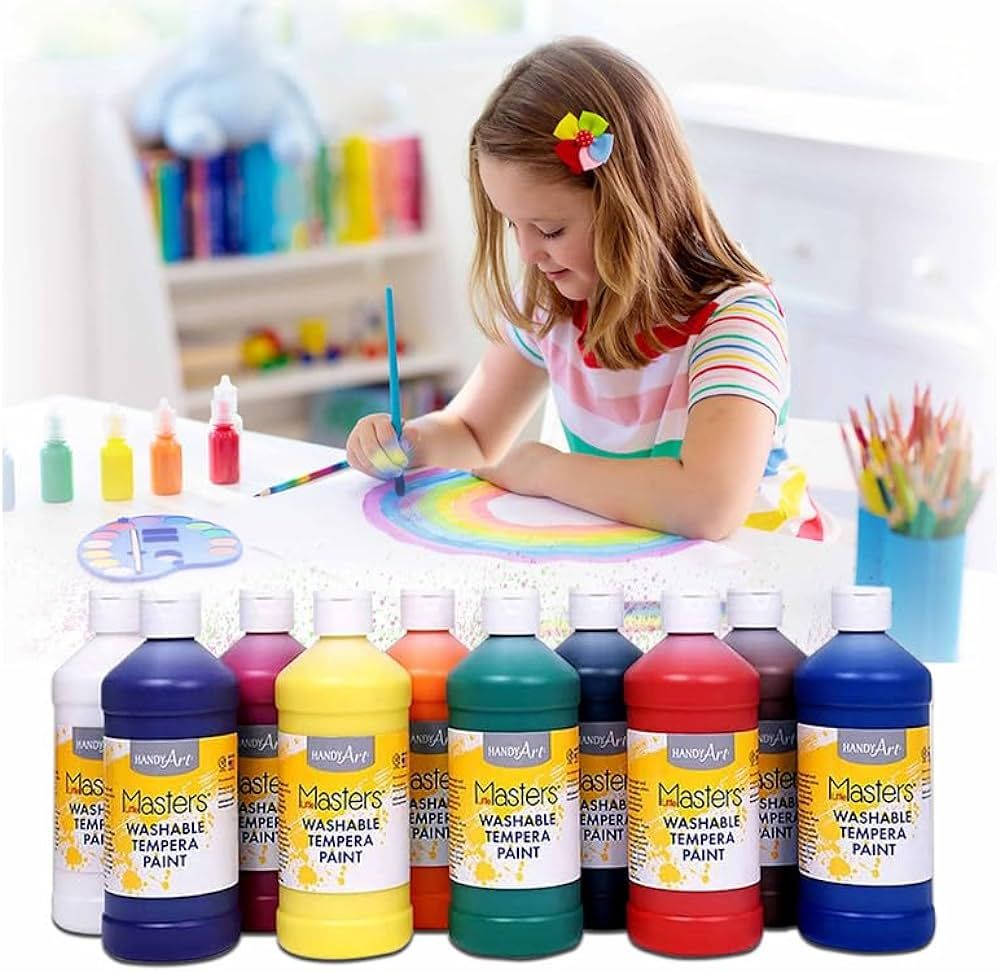 Washable Paint for Kids 10-Pack Washable Tempera Paints - Non-Toxic, Child-Safe Colors - Perfect ... | Amazon (US)