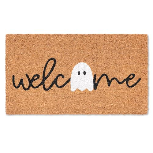 Halloween Ghost Welcome Coir Doormat 17"x30", Outdoor Front Door Mat with Cute Ghost Design, PVC Non Slip Backing, Fall Halloween Welcome Mat for Front Porch Entryway Decor | Amazon (US)