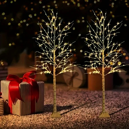 2pcs 2ft LED Twinkle Tree Lights with USB Charging - Perfect for Indoor & Garden Christmas Decor, Low Voltage, Easy Install, Pine Tree, Copper Wire, Night Light | Walmart (US)
