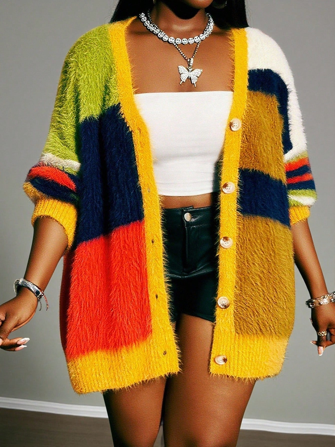 SHEIN CURVE+ 2025 New Autumn And Winter Autumn/Winter New Dopamine Colorblock Thick Soft Comforta... | SHEIN