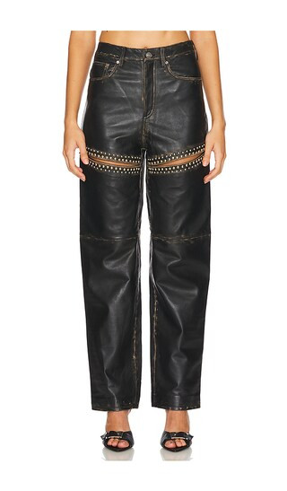 Studded Leather Slit Leg Pant | Revolve Clothing (Global)