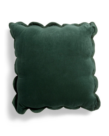 22x22 Cotton Blend Scalloped Velvet Pillow | TJ Maxx