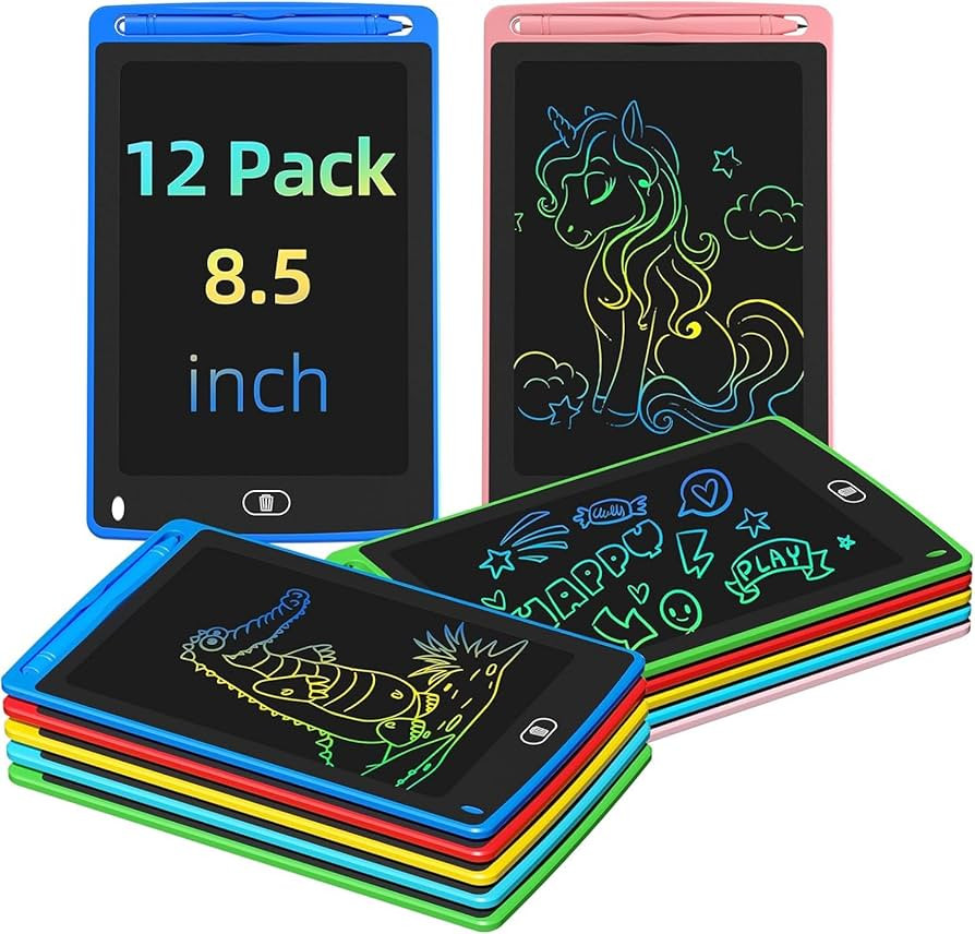 Party Favor 12 Pack LCD Writing Tablet for Kids, 8.5 Inch Colorful Drawing Doodle Board, Erasable... | Amazon (US)