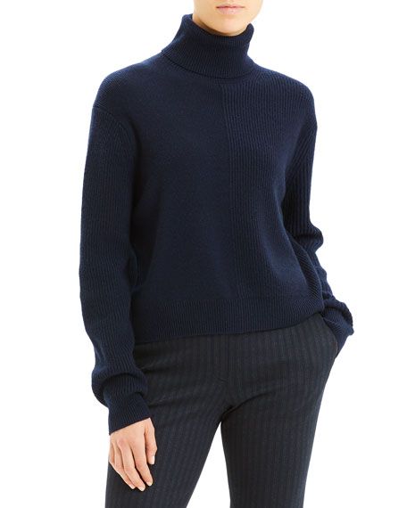 Theory Ribbed Cashmere Turtleneck Sweater | Neiman Marcus