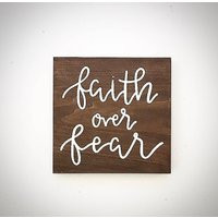 Custom Wood Sign - 9.5x9.5 Faith Over Fear Quote Decor Personalized Signs | Etsy (US)