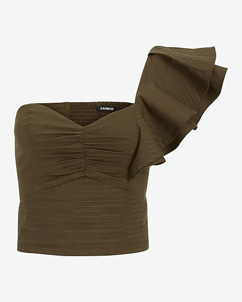 Ruffle One Shoulder Cropped Top | Express