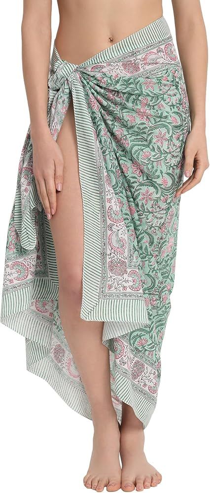 parihan Swimsuit Beach Sarong Cover Ups for Swimwear Women-Hand Print Wrap Skirt | Amazon (US)