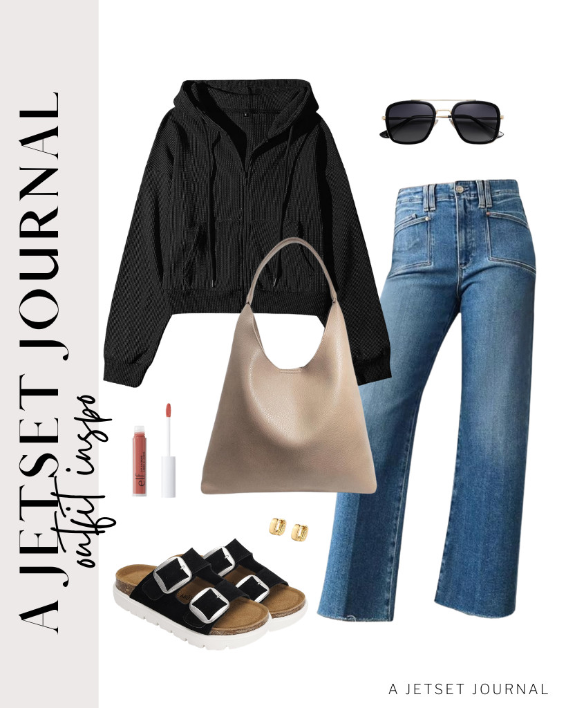 This unique fit of a cropped hoodie and Astylish’s wide-leg jeans is an awesome pair for Project Cloud’s wedge slides. Grab an oversized, slouchy leather bag, your SOJOS sunnies, and a shiny lip color for a clean finish.

#LTKSeasonal #LTKSaleAlert #LTKTravel 

 